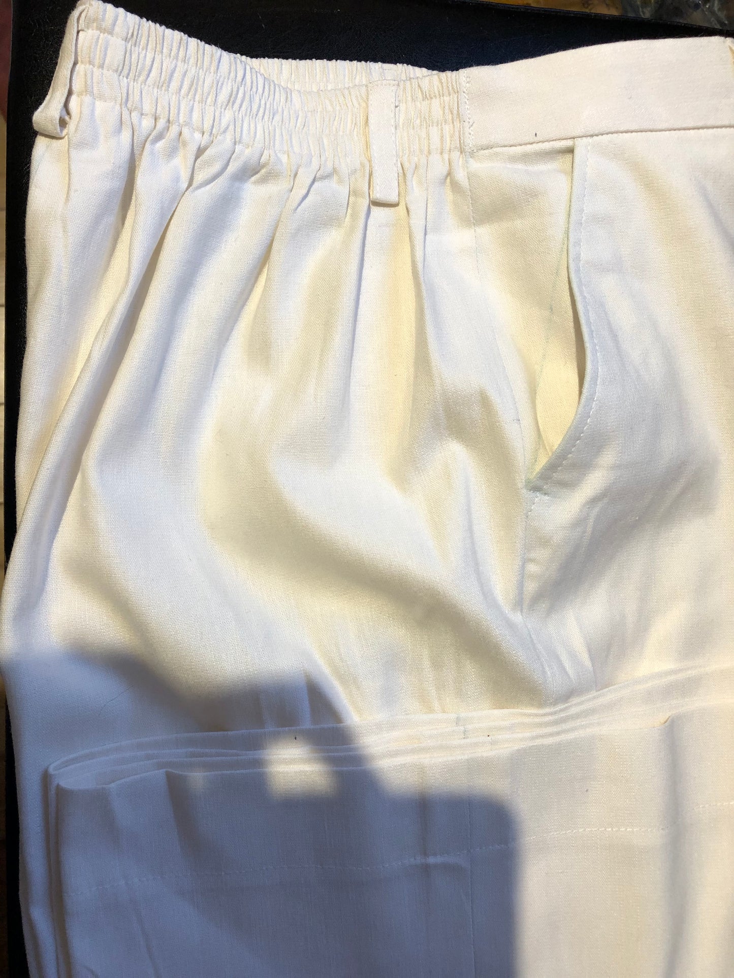 Linen Trousers With Elastic Waist At The Back