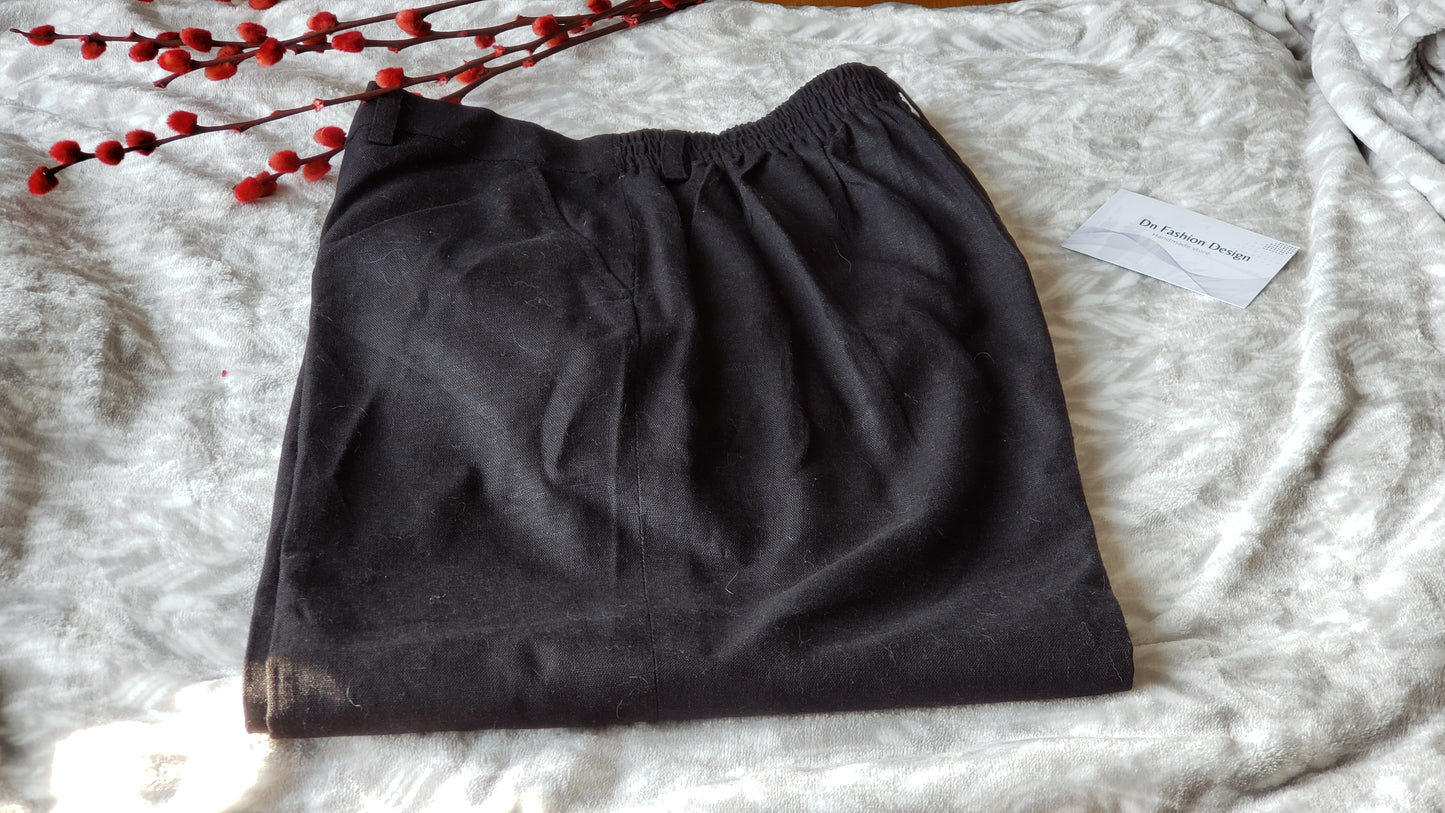 Linen Trousers With Elastic Waist At The Back