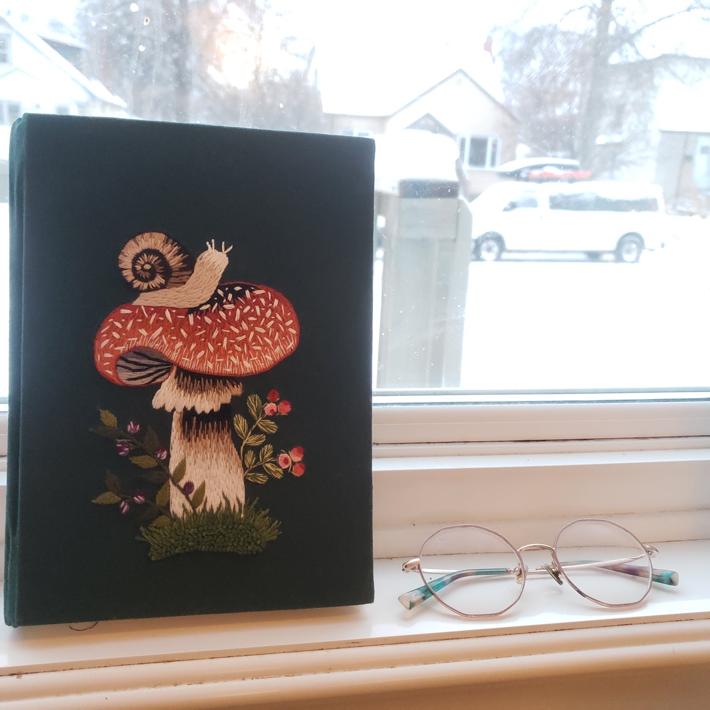 Embroidered Notebook - Mushroom