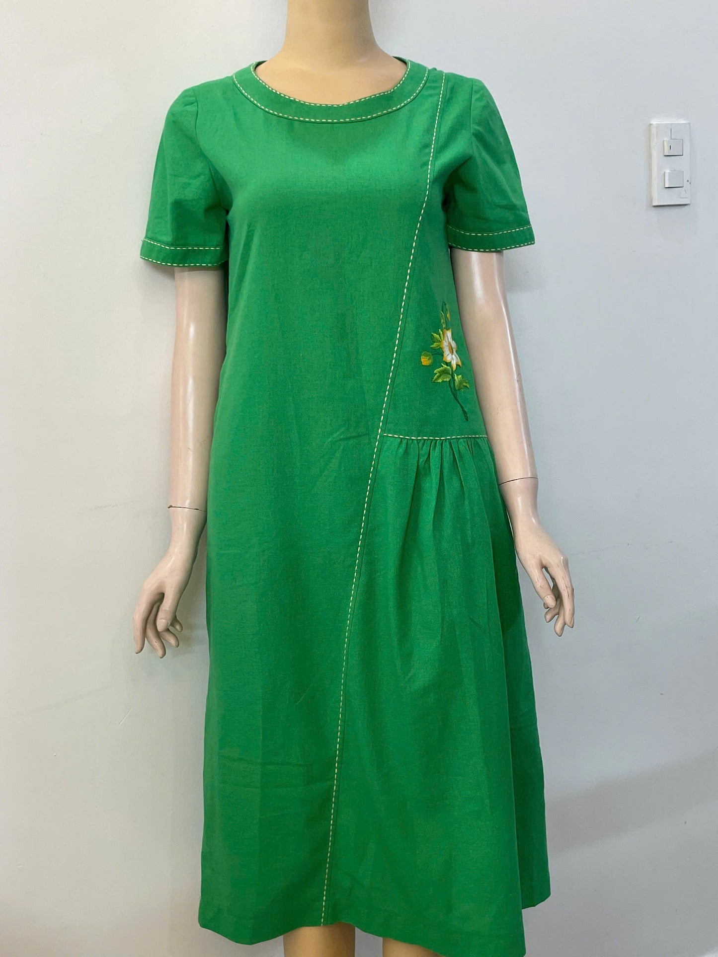 Green Dress With Flower Design